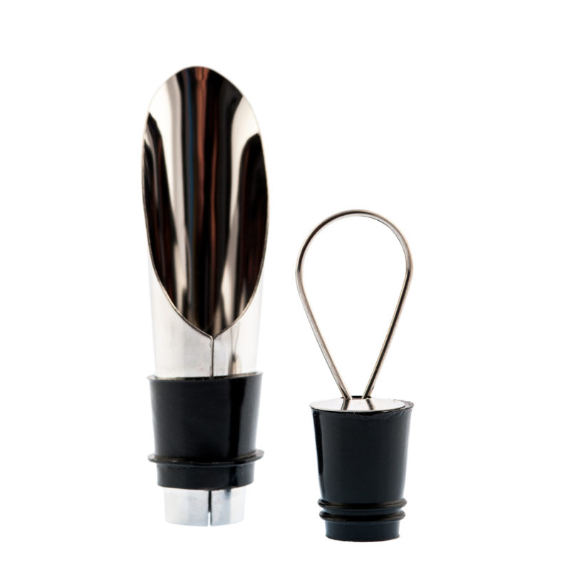 Stainless steel wine pourer with stopper