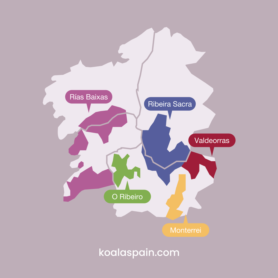 Mapa de rutas de vino por Galicia